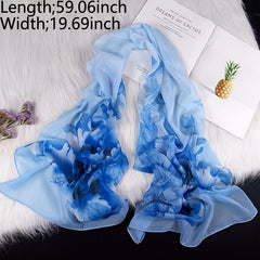 Colorful Chiffon Scarf Floral Print Casual Shawl Head Wrap