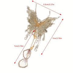 Butterfly Hair Claw Clip Rhinestone Tassel Banana Clip