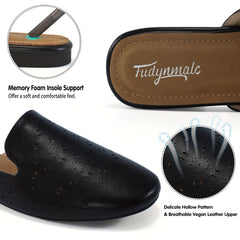 Women's Perforated Flat Mules Closed Toe Slip On Backless Loafers