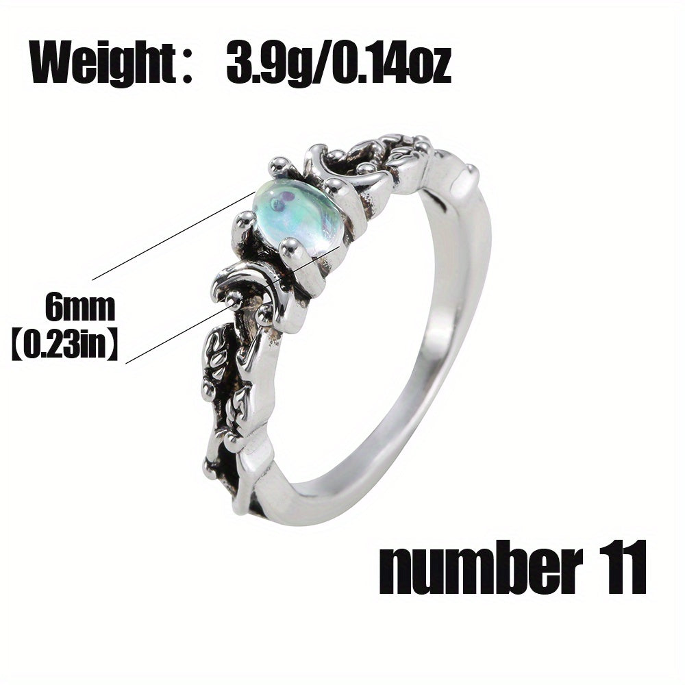 Men's Silvery Faux Moonstone Ring - Delicate Design