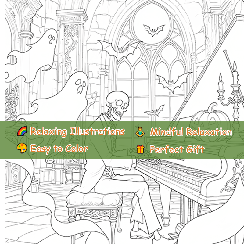 Deluxe Gothic Halloween Adult Coloring Book 22 Pages 20x20cm