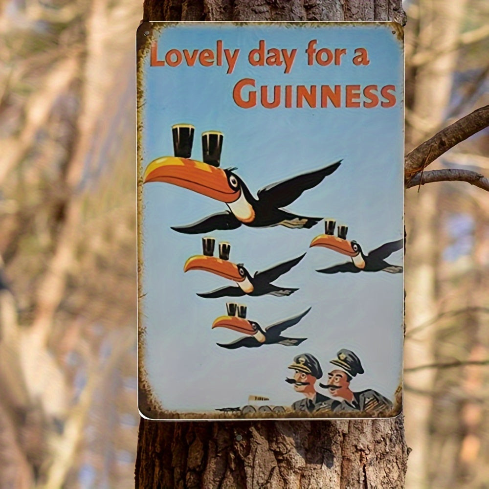 Giant Mouth Bird Balanced Drink Sign Tin Metal Sign
