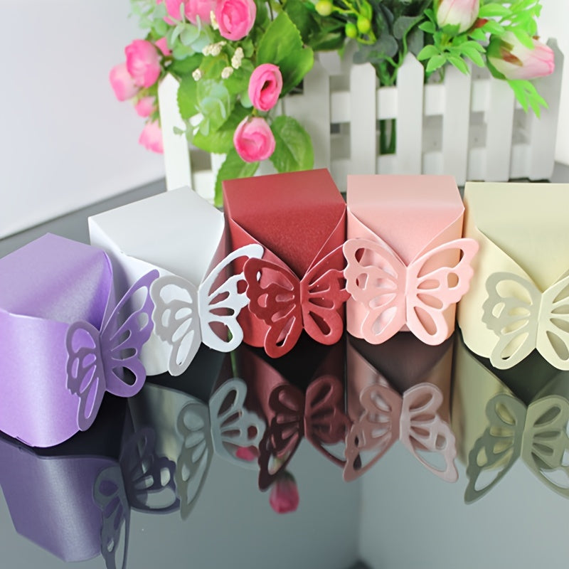 10pcs Pearlescent Paper Hollow Butterfly Gift Packaging Box Pack