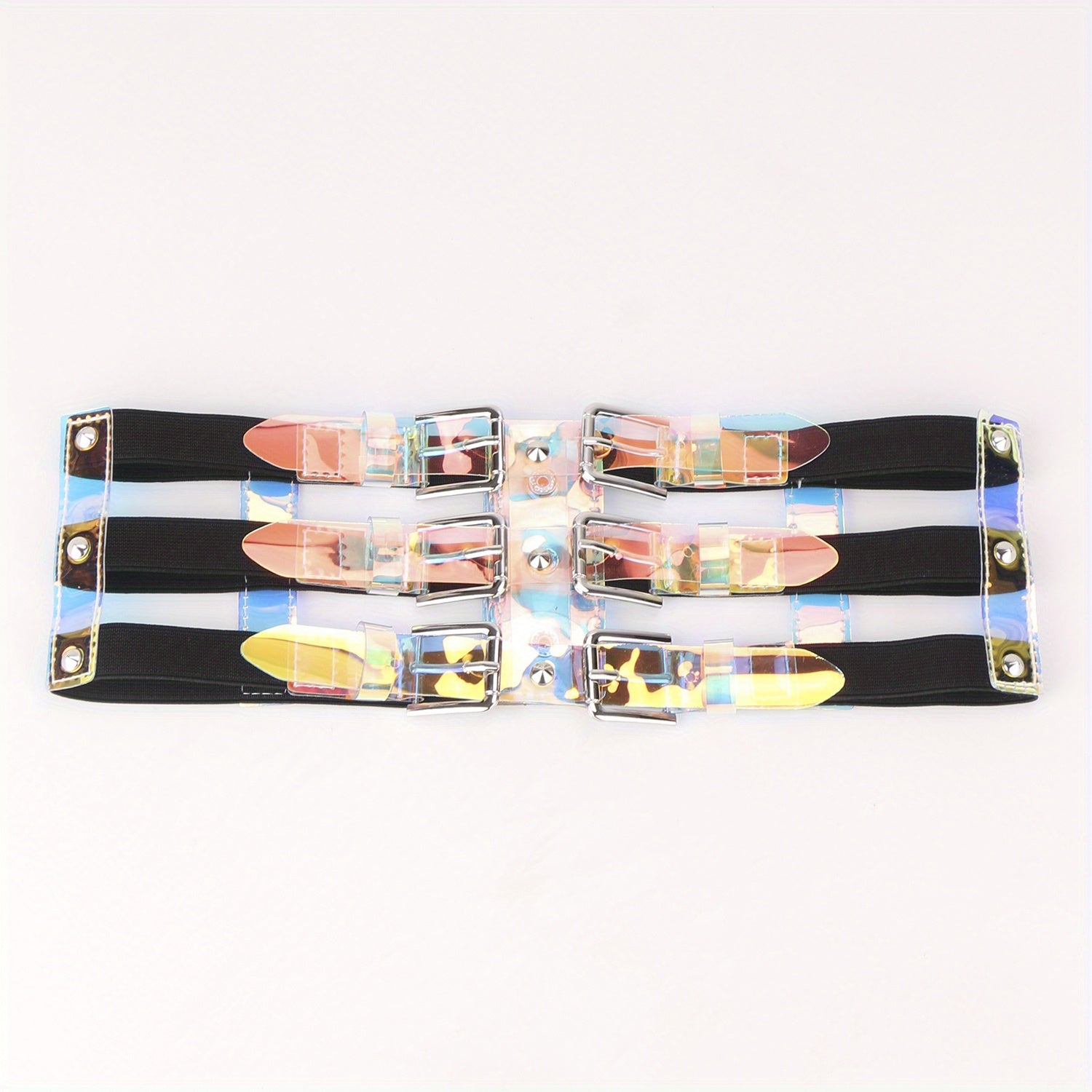 Wide Belt Y2K Laser Elastic Waistband Girdle For Women