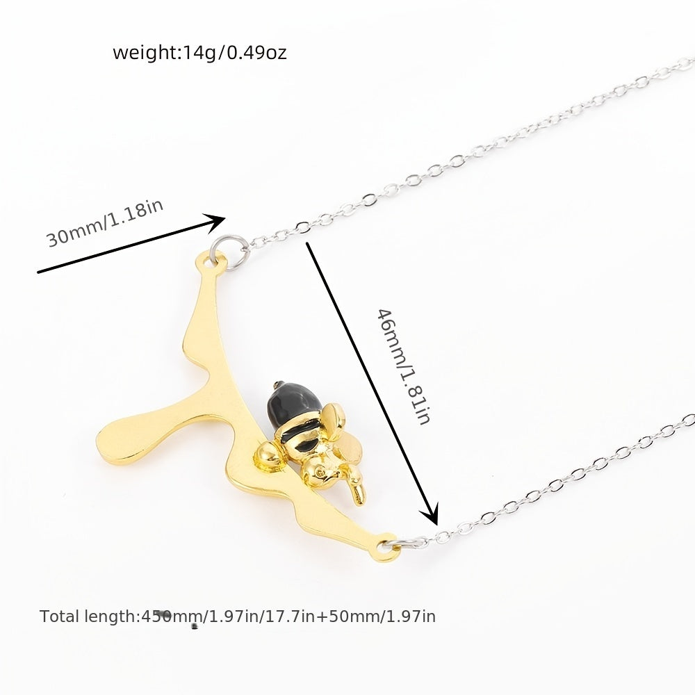 Bee & Water Drop Honey Necklace Men's Pendant