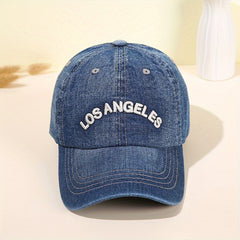 LA Embroidery Baseball Cap Washed Distressed Unisex Dad Hats Vintage