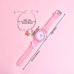 Silicone Butterfly Strap Girls' Watch Set