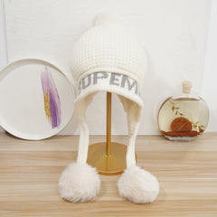 Women's Winter Pom Pom Knit Hat with Scarf