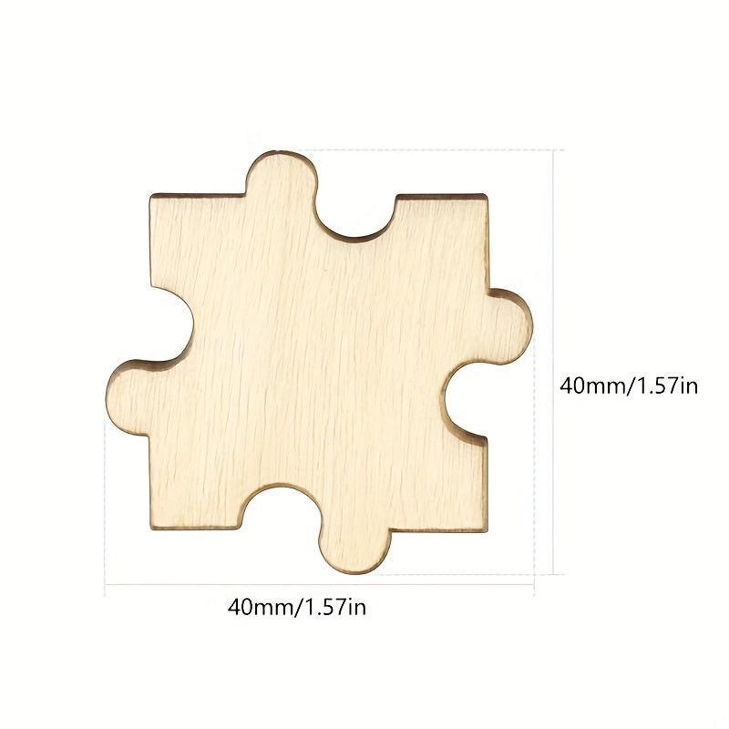 50pcs 40mm Wooden Puzzle Blocks DIY Kids Crafts Painting Decorating
