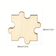 50pcs 40mm Wooden Puzzle Blocks DIY Kids Crafts Painting Decorating