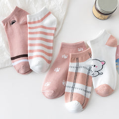 5 Pairs Striped Boat Socks for Men & Women