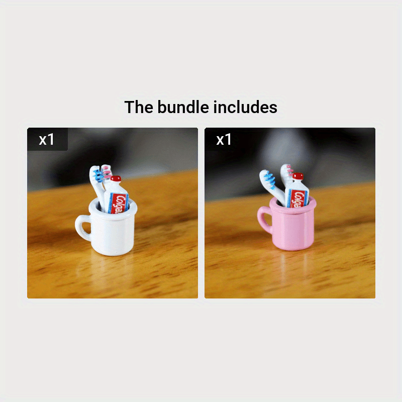 Mini Toothpaste & Toothbrush Set for 1:6 & 1:12 Dollhouse Furniture