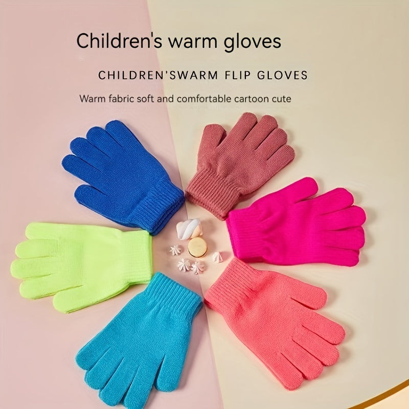 2 Pairs Kids Winter Warm Knitted Gloves - Boys/Girls