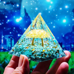 Lucky Stone Orgone Pyramid Chakra Energy Generator