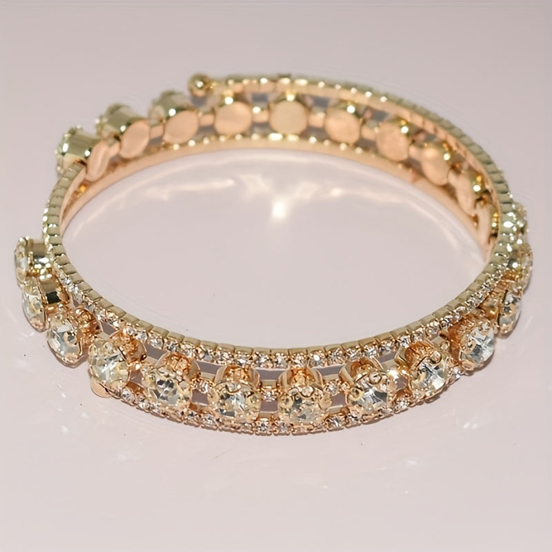 Bridal Rhinestone Full Diamond Winding Open Bracelet