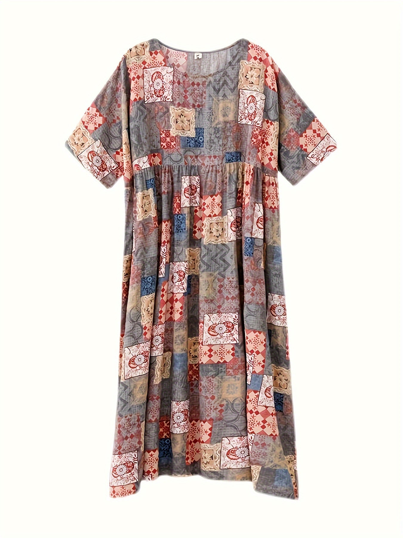  Boho Dress Women's Plus Scarf Print Maxi Dress With Pockets