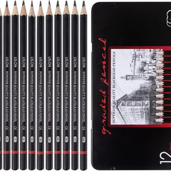 12pc Set Drawing Sketch Pencils 8B 2H Medium for Art Sketching Shading
