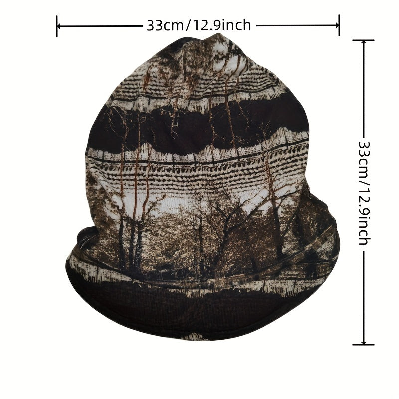Boho Short Brim Turban Cap Vintage Printed Women Head Wrap Elastic Bandana