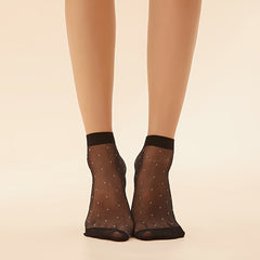 10 Pairs Dot Pattern Mesh Socks Low Cut Ankle Stockings Women's Hosiery