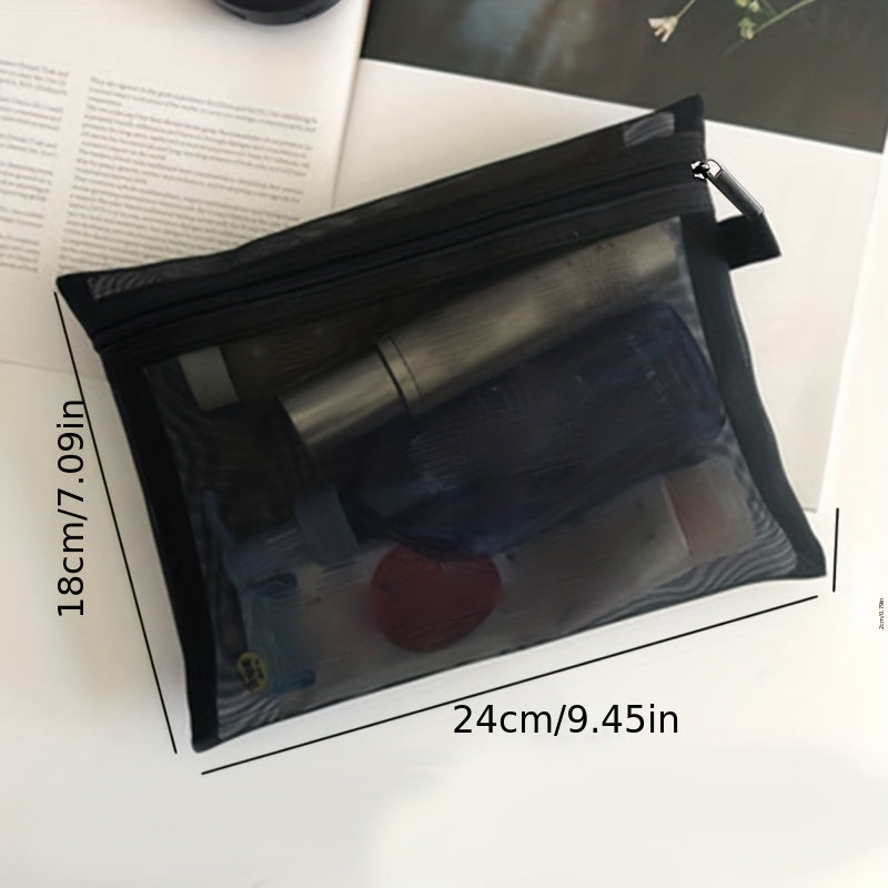 Mesh Zipper Cosmetics Bag Travel Toiletry Storage Bag