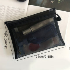 Mesh Zipper Cosmetics Bag Travel Toiletry Storage Bag