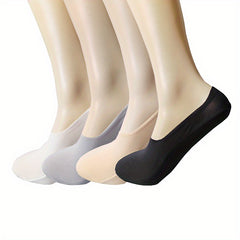 4 Pairs Solid Ankle Socks Women's Stockings