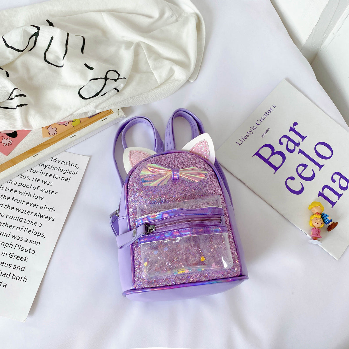 Kids Sequin Backpack Cartoon Travel School Bag