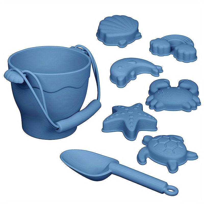 Kids Beach Toys Set with Bucket & Sand Molds, BPA-Free