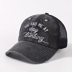 Distressed Trucker Hat Ponytail Baseball Cap Embroidery Washed Dad Hats