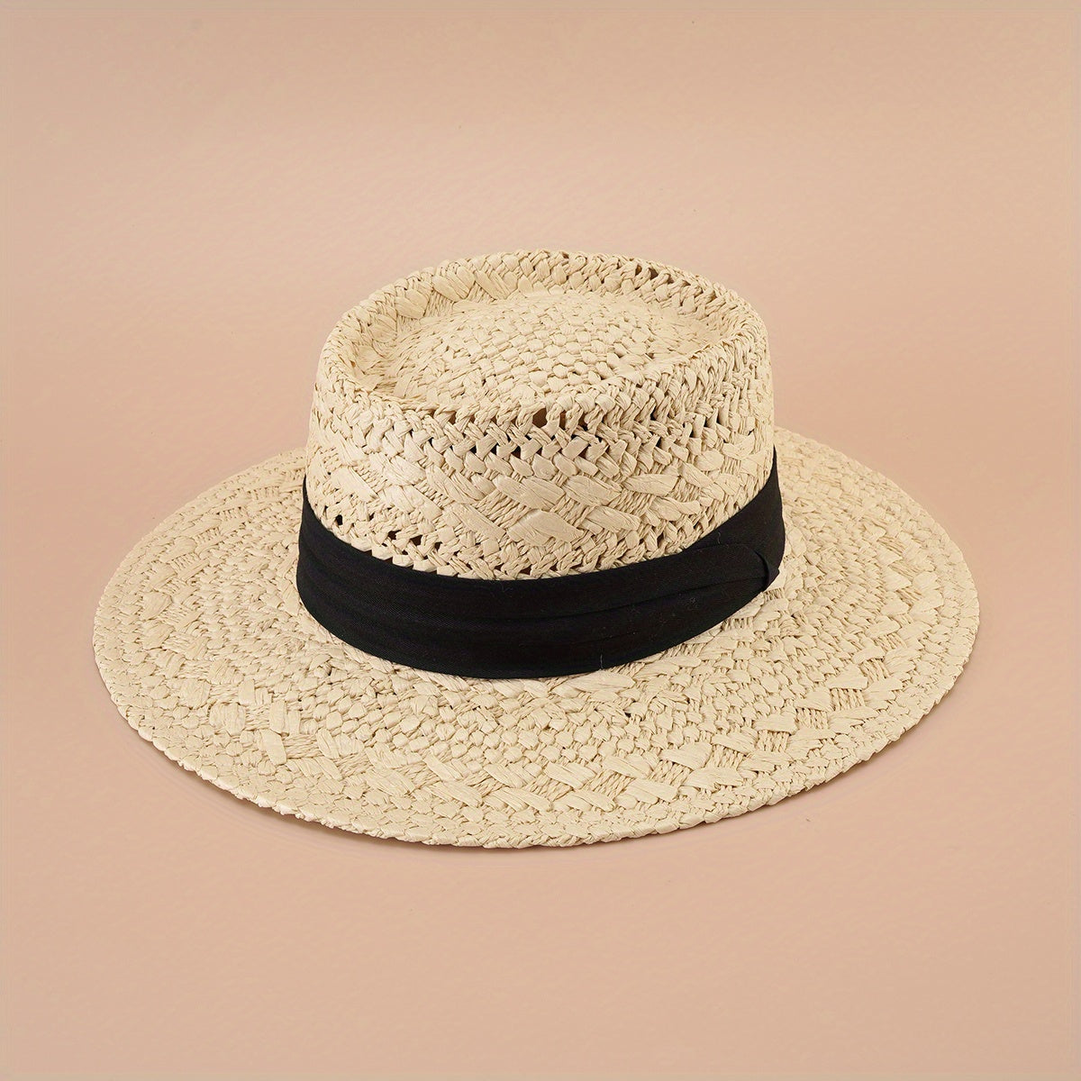 Straw Hat UV Protection Flat Brim Beach Vacation Top Hat