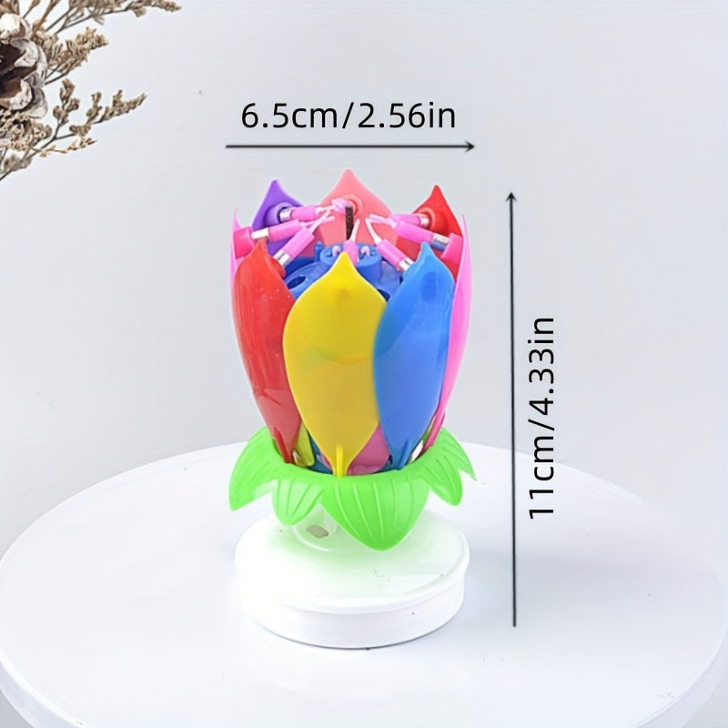 Lotus Flower Music Birthday Candle Kids Creative Rotating Flowers Singing