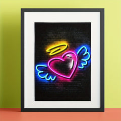 Children Unicorn and Angel Neon Posters - Modern Art Home Decor - A5 A4 A3