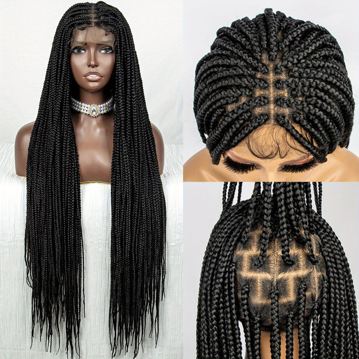 Synthetic Lace Braided Wigs for Women Girls Knotless Box Braids