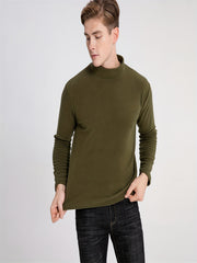 Men's Solid Pullover Fleece Crew Neck Top for City Walk Street