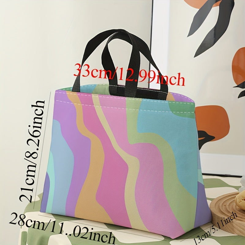 Rainbow Stripes Lunch Bag Waterproof Insulated Cooler Bag