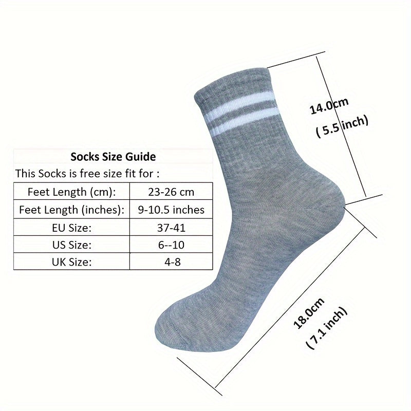 6 Pairs Striped Crew Socks Comfy & Breathable Sports Socks Women's Stockings