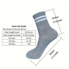 6 Pairs Striped Crew Socks Comfy & Breathable Sports Socks Women's Stockings
