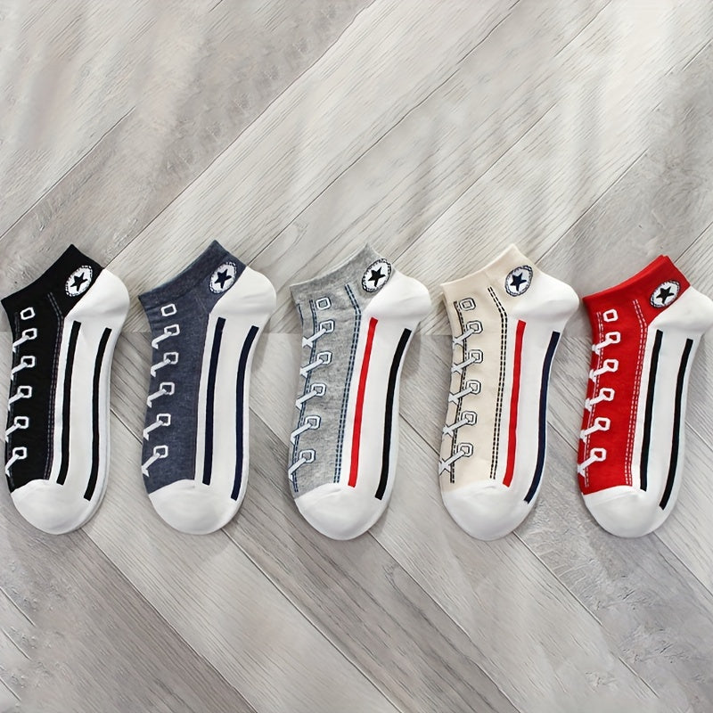 Canvas Shoes Print Ankle Socks Women's Stockings