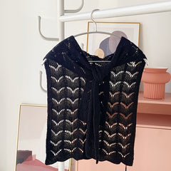 Geometric Hollow Out Shawl Knitted Warm Wrap Thin Breathable Cape Cardigan
