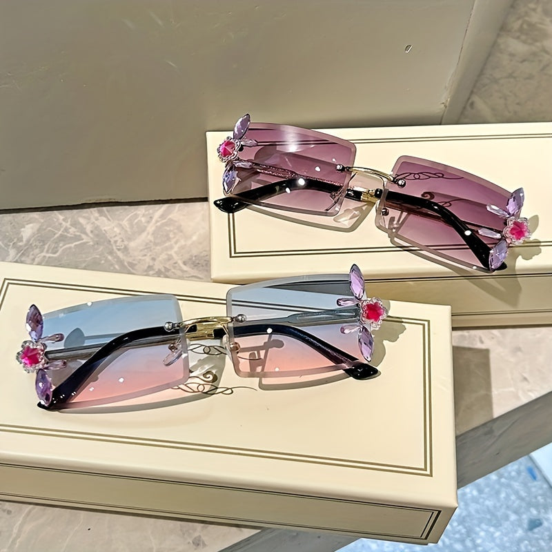 Rhinestone Flower Sunglasses UV400 Sun Shades Beach Party