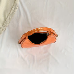 Crocodile Pattern Crescent Bag Underarm Purse