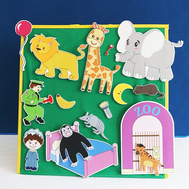 Good Night Gorilla Book Felt Toy Set with Magic Stickers & Bag