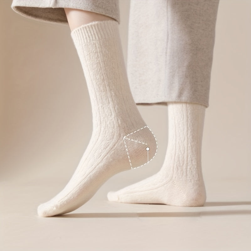 7 Pairs Solid Mid Tube Socks Women's Stockings