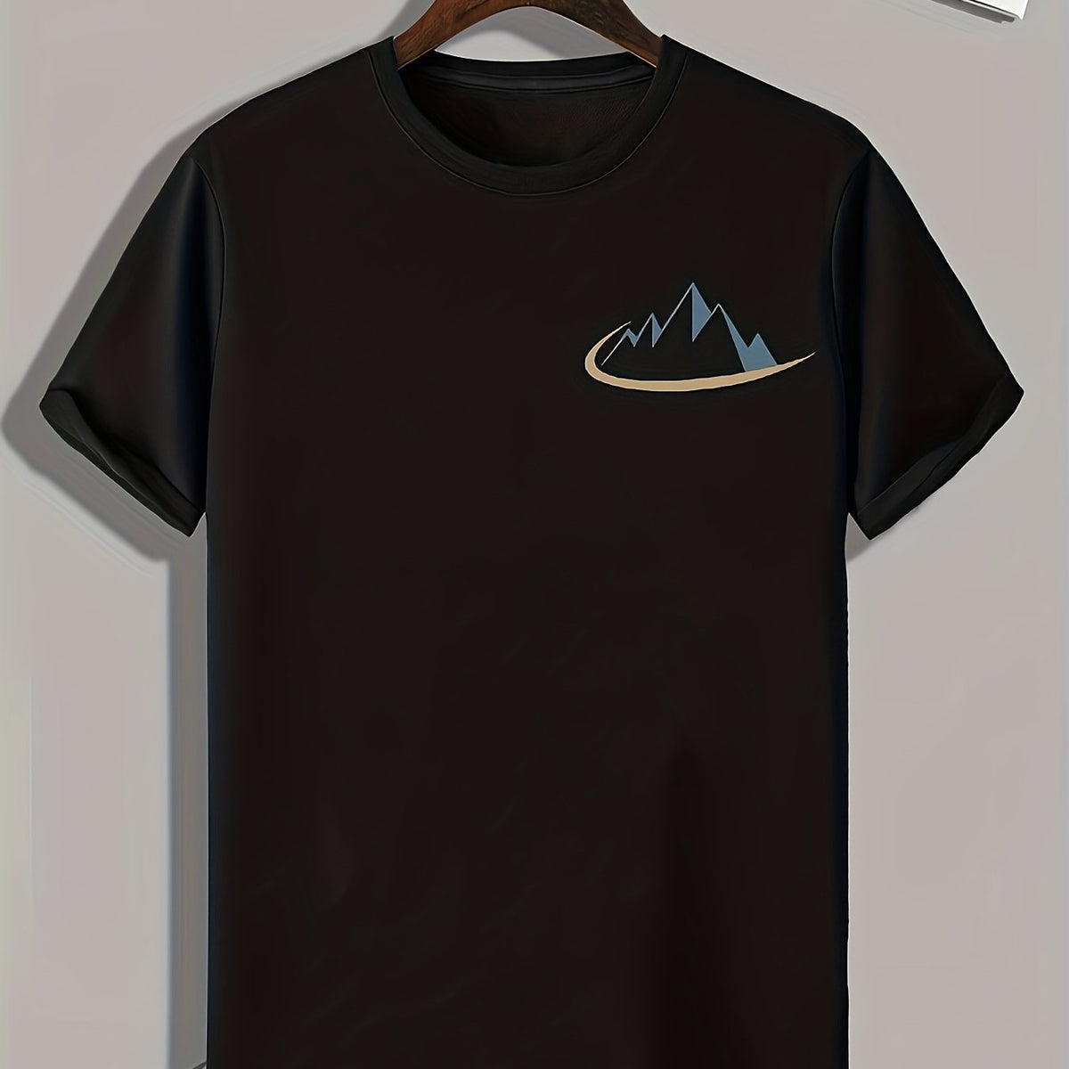 Mountain Print Men's Comfy T shirt - Outdoor Summer Tee