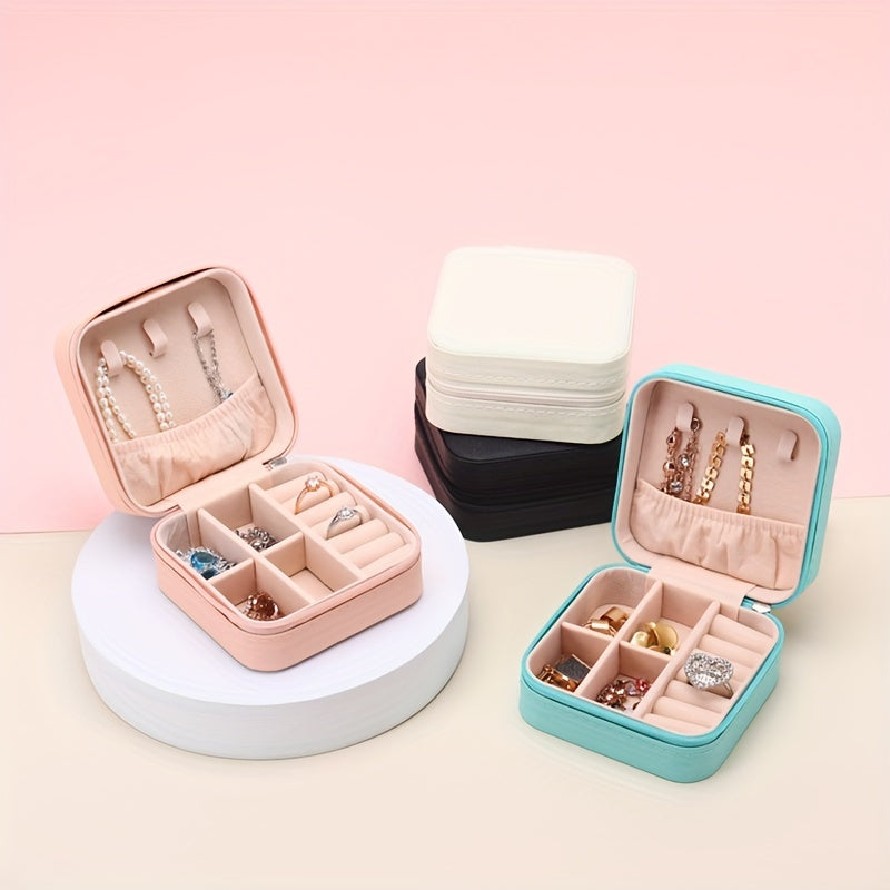 Mini Zipper Jewelry Organizer Box Small Jewelry Storage Case