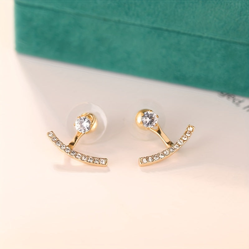 Minimalist Style Synthetic Gems Stud Earrings 18K Plated