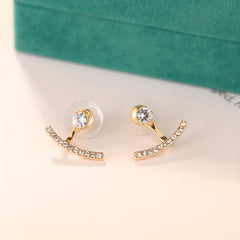 Minimalist Style Synthetic Gems Stud Earrings 18K Plated