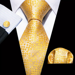 Barry Wang Men's Necktie Cufflinks Square Scarf Set Silk Plaid Pattern