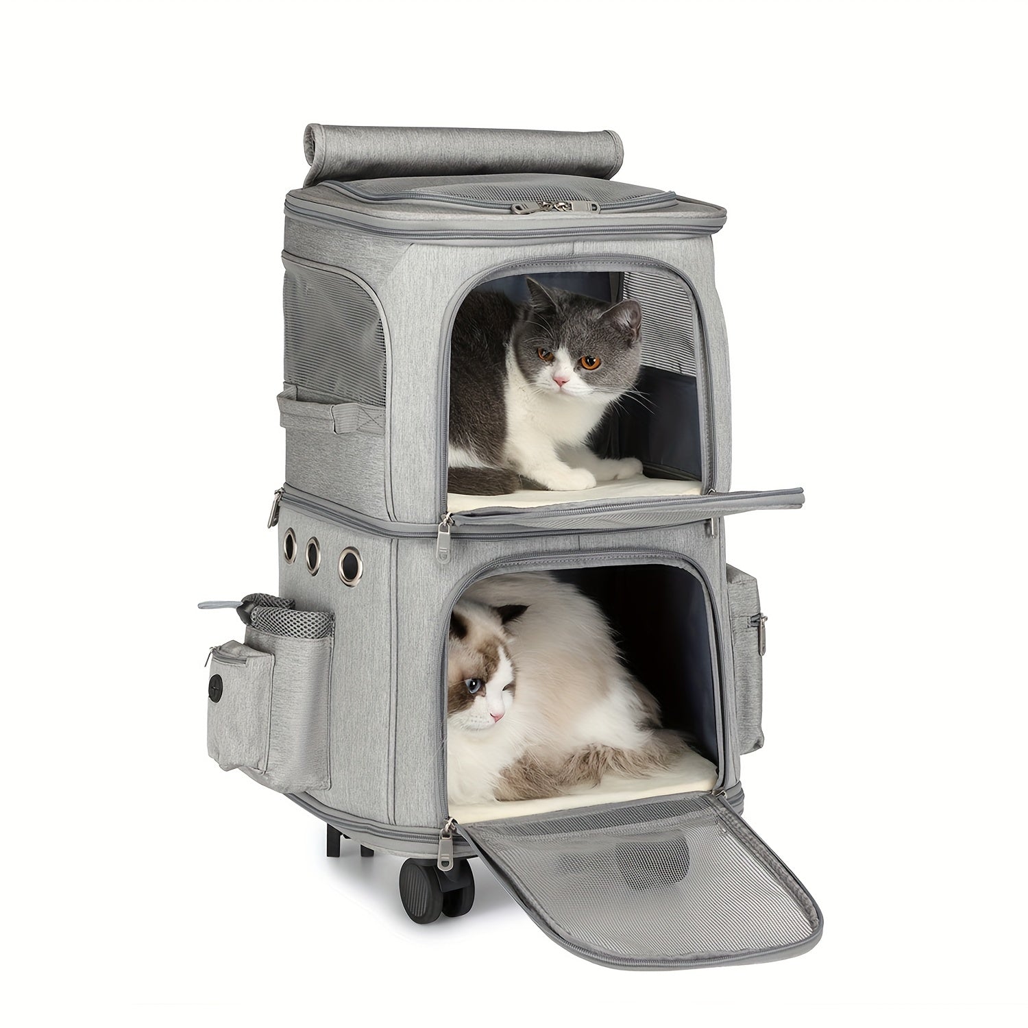 Rolling Pet Carrier Backpack for 2 Cats - Travel with Ease