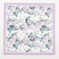 Leaf Print Light Purple Bandana Casual Square Scarf Neckerchief Women